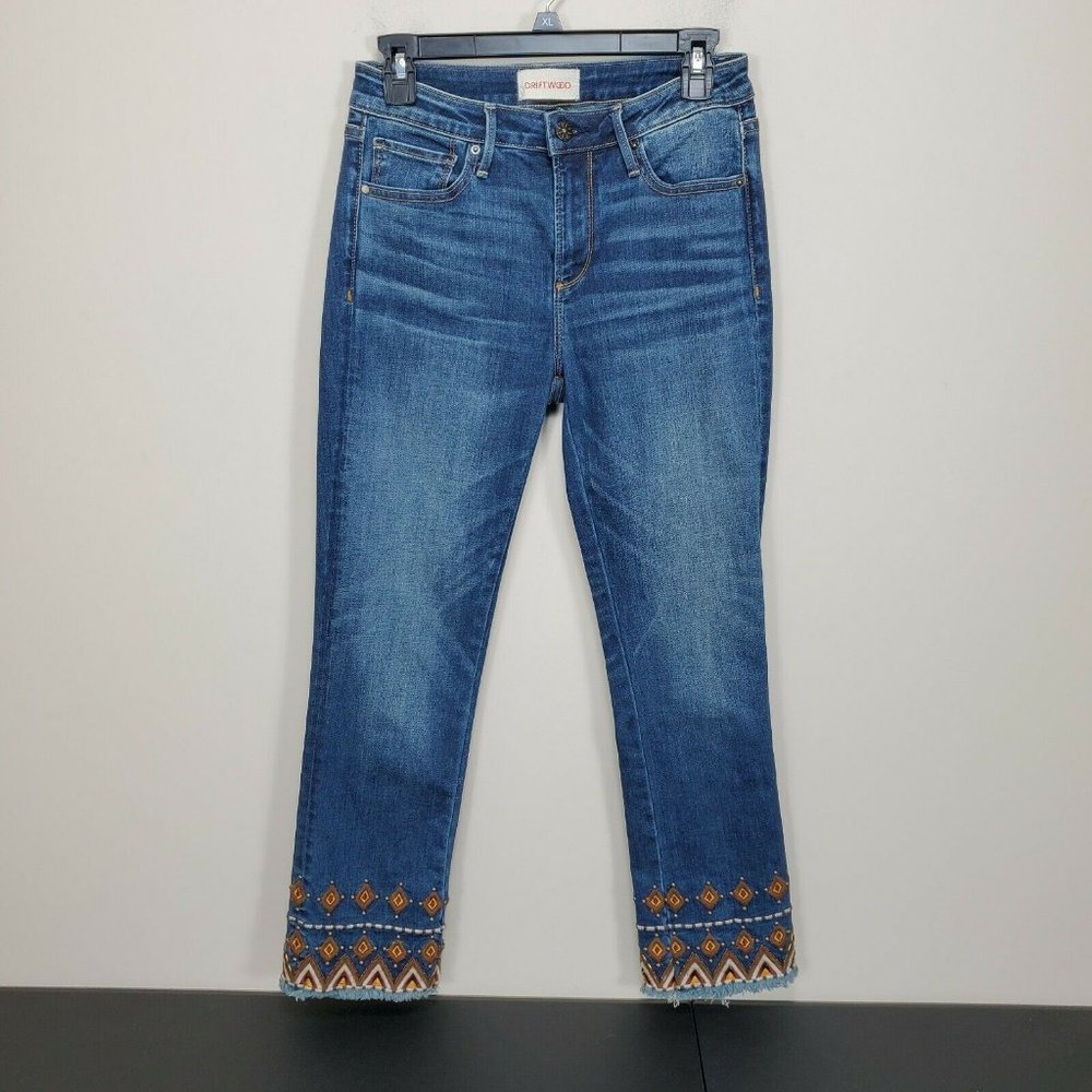 Driftwood Colette Crop Embelished Raw Hem 26 X 26 Womens Denim Jeans Medium Wash